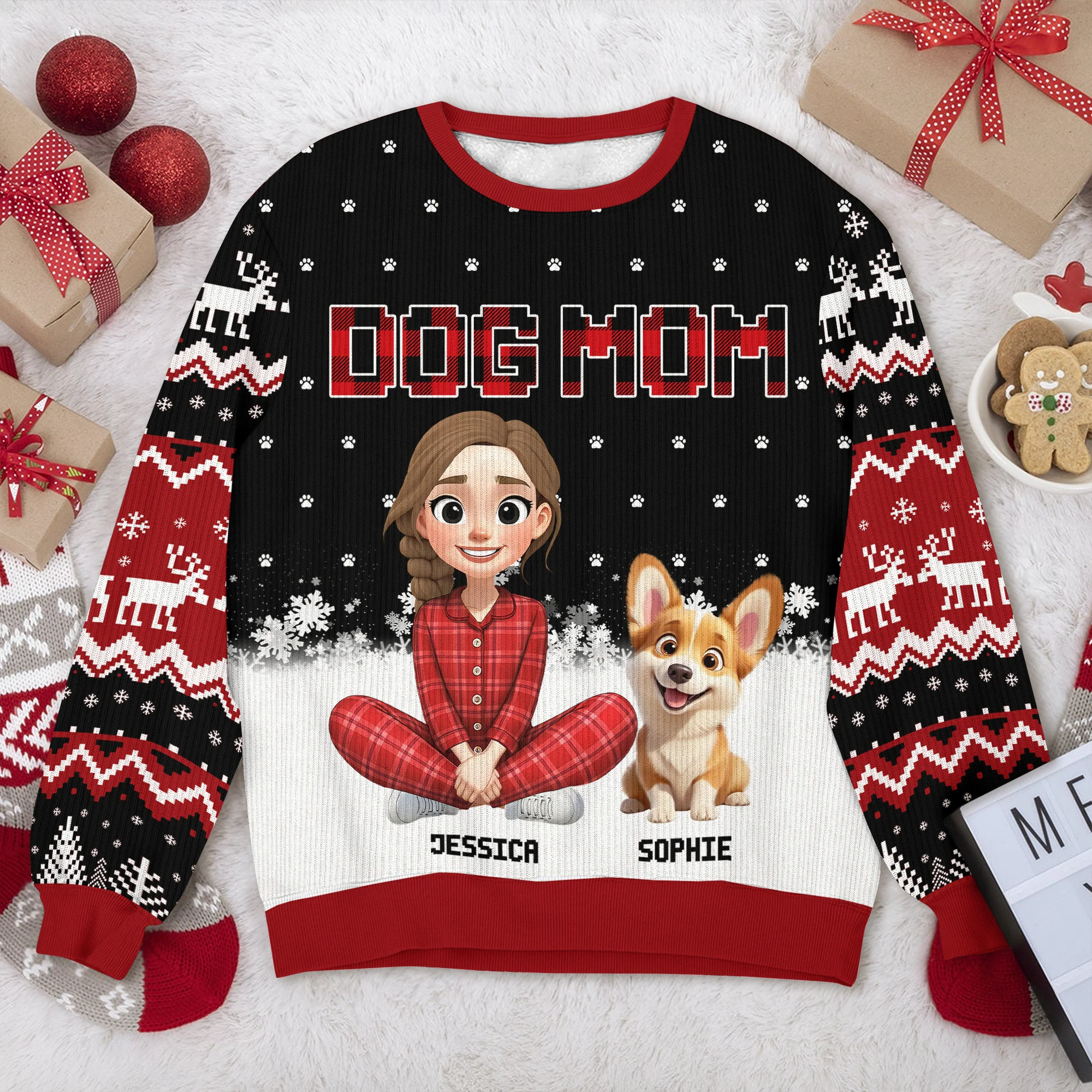 Personalized Dog Mom Christmas Pattern Ugly Sweater Christmas Gift HA75 898068 - Image 5
