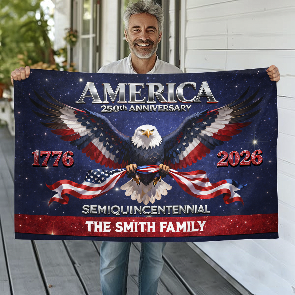 Personalized Eagle America 250th Birthday House Flag CH07 910646 - Image 2