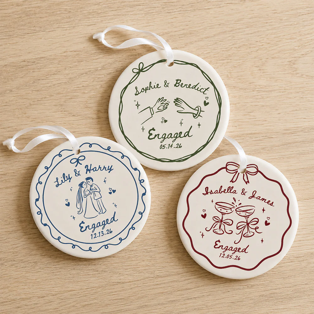 Personalized Engagement Ceramic Ornament Gift for Engaged Couples CH07 180056