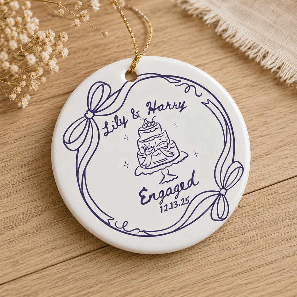 Personalized Engagement Ceramic Ornament Gift for Engaged Couples CH07 180056 - Image 3