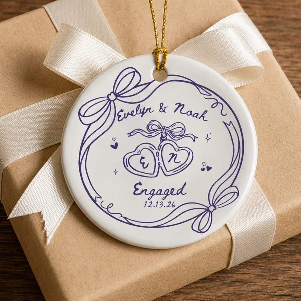 Personalized Engagement Ceramic Ornament Gift for Engaged Couples CH07 180056 - Image 4
