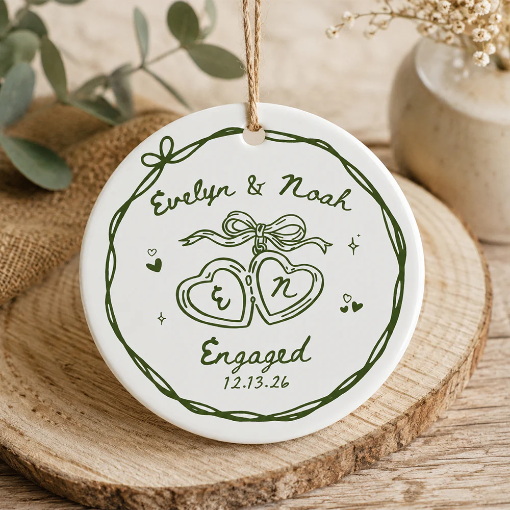 Personalized Engagement Ceramic Ornament Gift for Engaged Couples CH07 180056 - Image 6