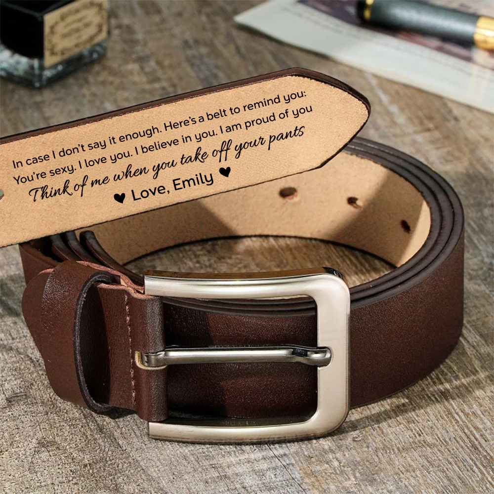 Personalized Engraved Leather Belt for Men – Custom Message Hidden Inside Belt, Romantic Gift for Husband or Boyfriend LM32 899957 - Image 6