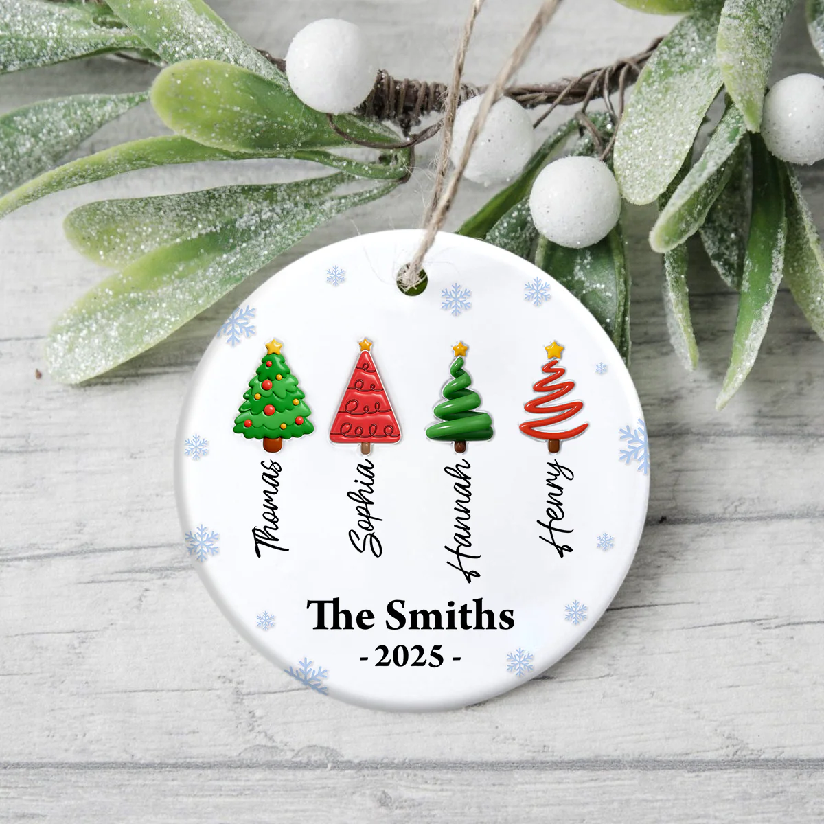 Personalized Family Christmas Tree 3D Inflated - Personalized Circle Ceramic Ornament LM32 895899 - Image 9