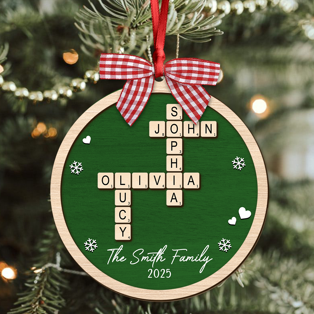 Personalized Family Crossword Puzzle Name Christmas 2 Layer Wood Ornament HA75 897546 - Image 4
