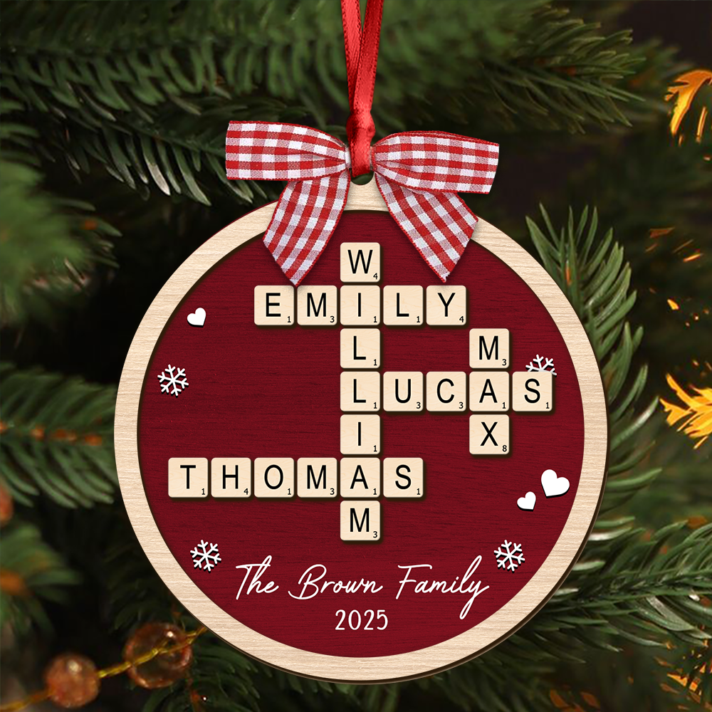 Personalized Family Crossword Puzzle Name Christmas 2 Layer Wood Ornament HA75 897546 - Image 5