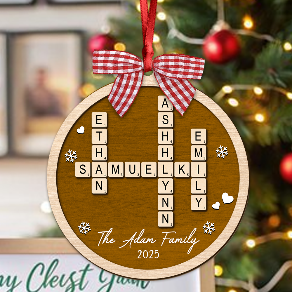 Personalized Family Crossword Puzzle Name Christmas 2 Layer Wood Ornament HA75 897546 - Image 6