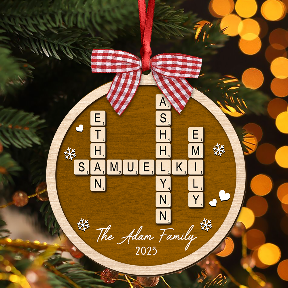 Personalized Family Crossword Puzzle Name Christmas 2 Layer Wood Ornament HA75 897546 - Image 7