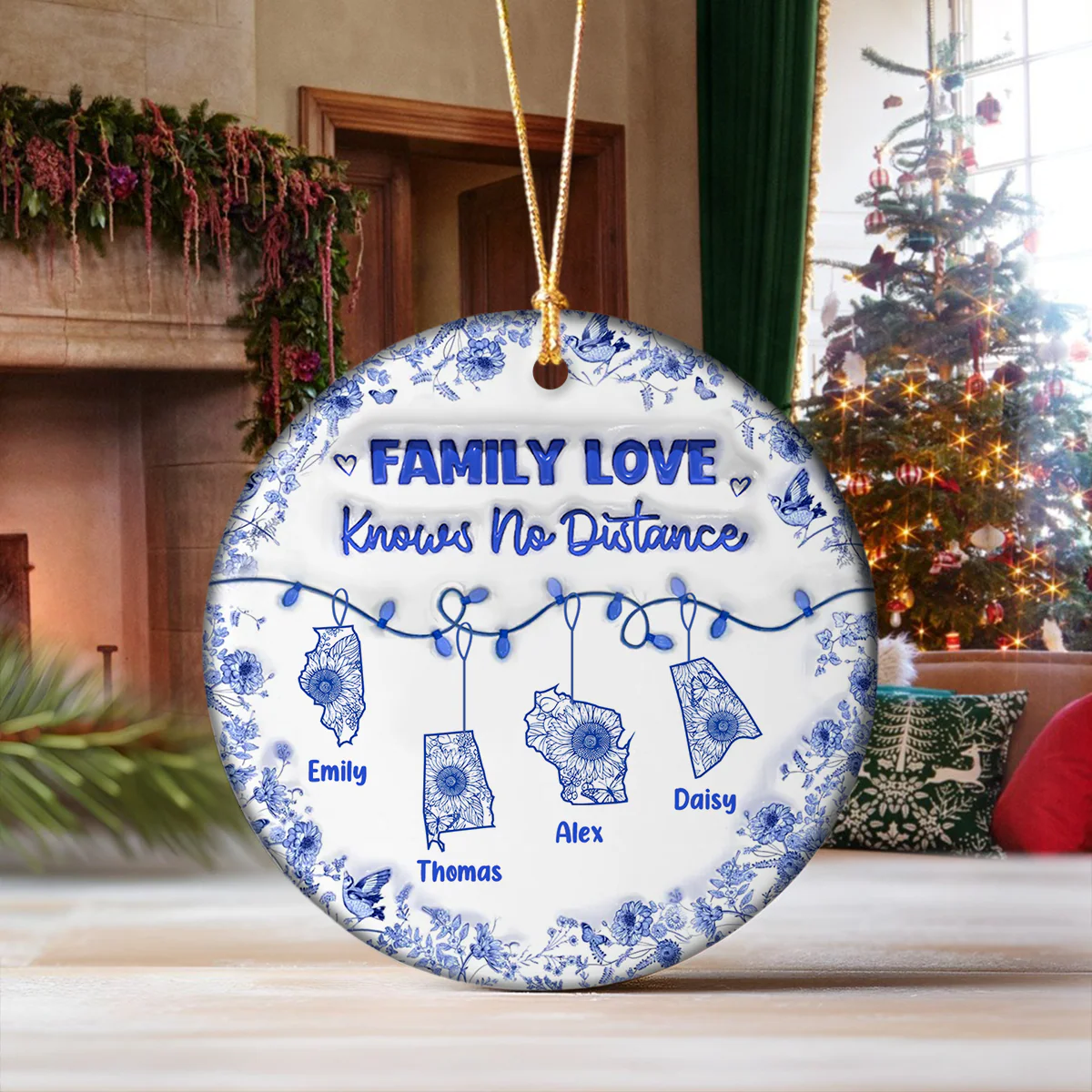 Personalized Family Love Knows No Distance 3D Inflated Effect Ceramic Ornament CH07 899062 - Image 2