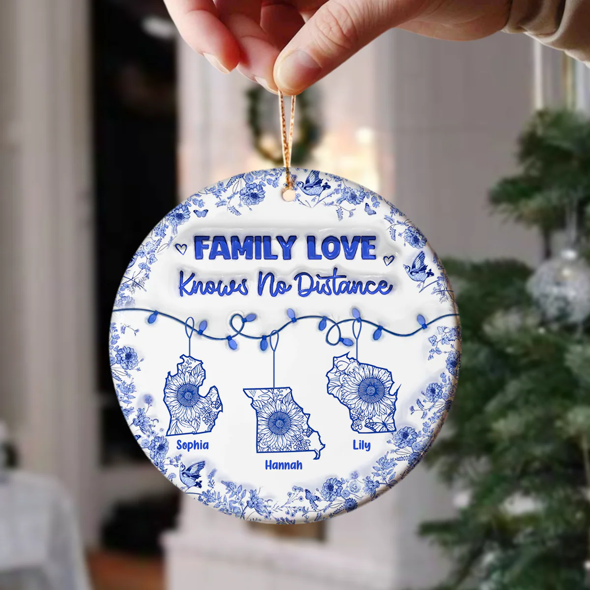 Personalized Family Love Knows No Distance 3D Inflated Effect Ceramic Ornament CH07 899062 - Image 3