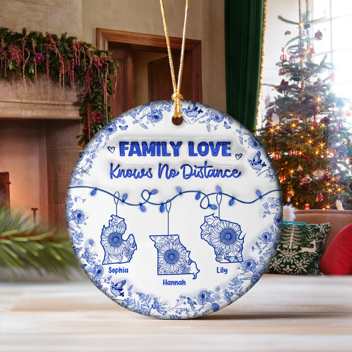 Personalized Family Love Knows No Distance 3D Inflated Effect Ceramic Ornament CH07 899062 - Image 4