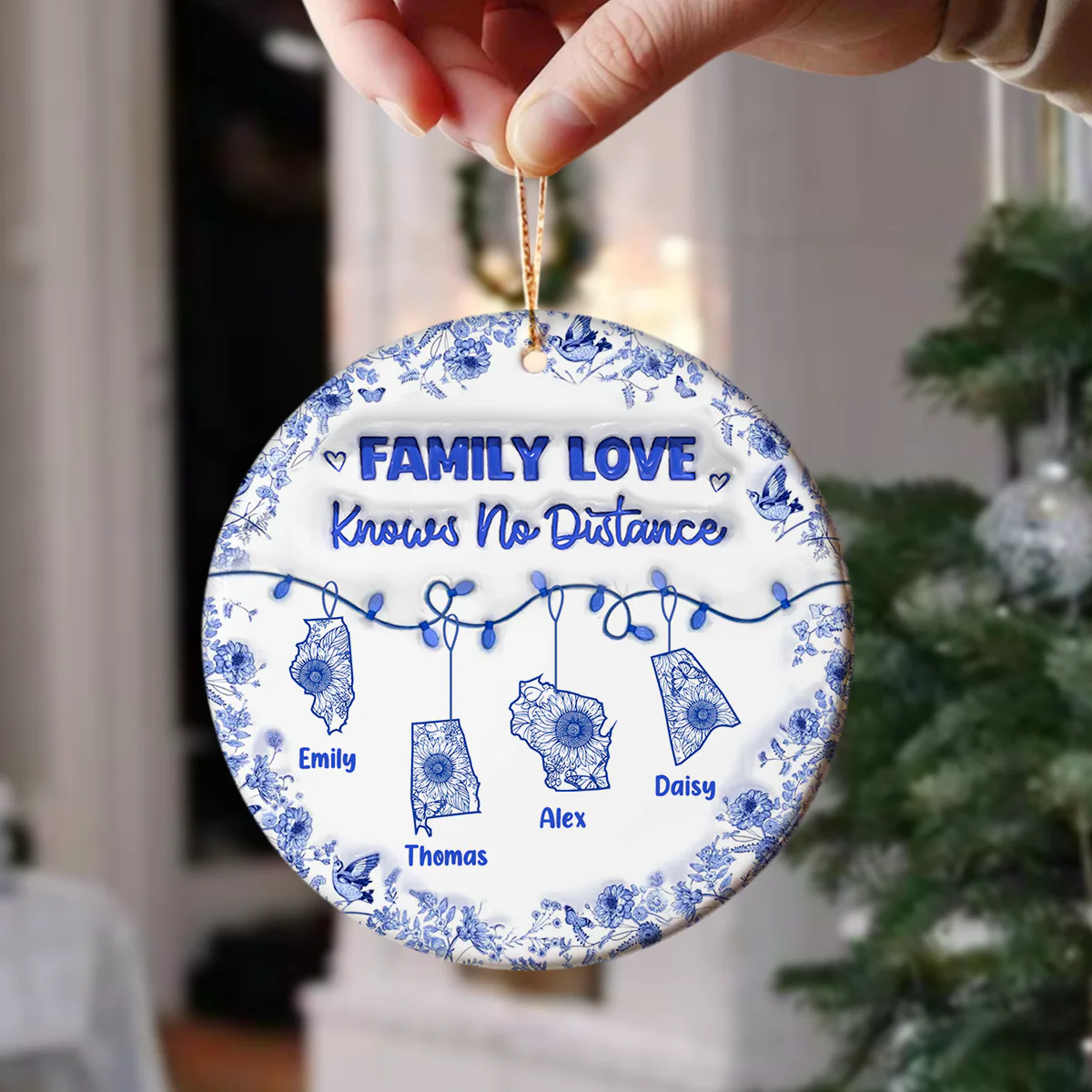 Personalized Family Love Knows No Distance 3D Inflated Effect Ceramic Ornament CH07 899062 - Image 8