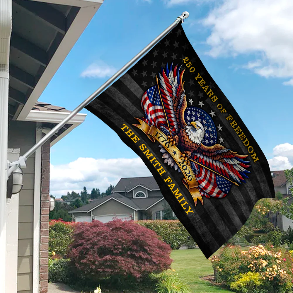 Personalized Family Name 250 Years Of Freedom America Banner House Flag HA75 920916 - Image 2