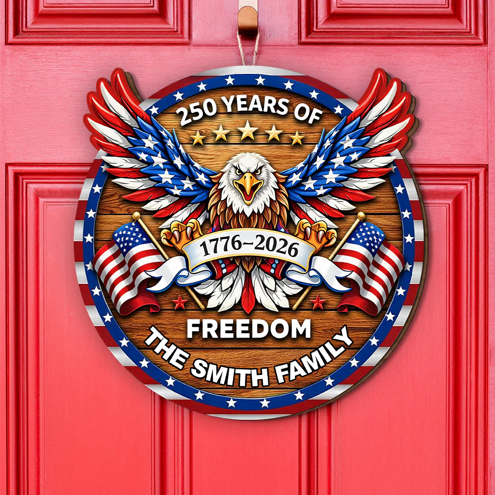 Personalized Family Name 250 Years of Freedom Eagle Door Sign HA75 920920 - Image 2