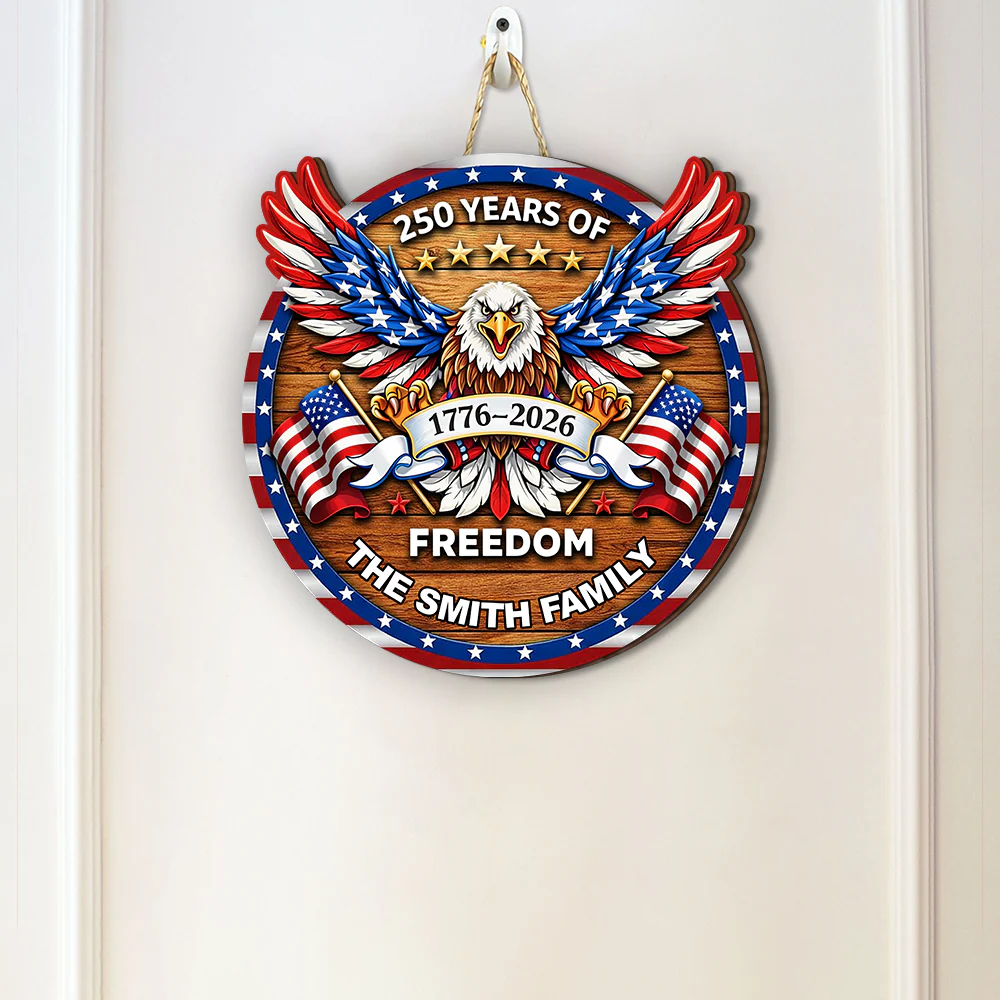 Personalized Family Name 250 Years of Freedom Eagle Door Sign HA75 920920 - Image 4