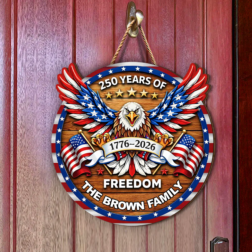 Personalized Family Name 250 Years of Freedom Eagle Door Sign HA75 920920 - Image 7