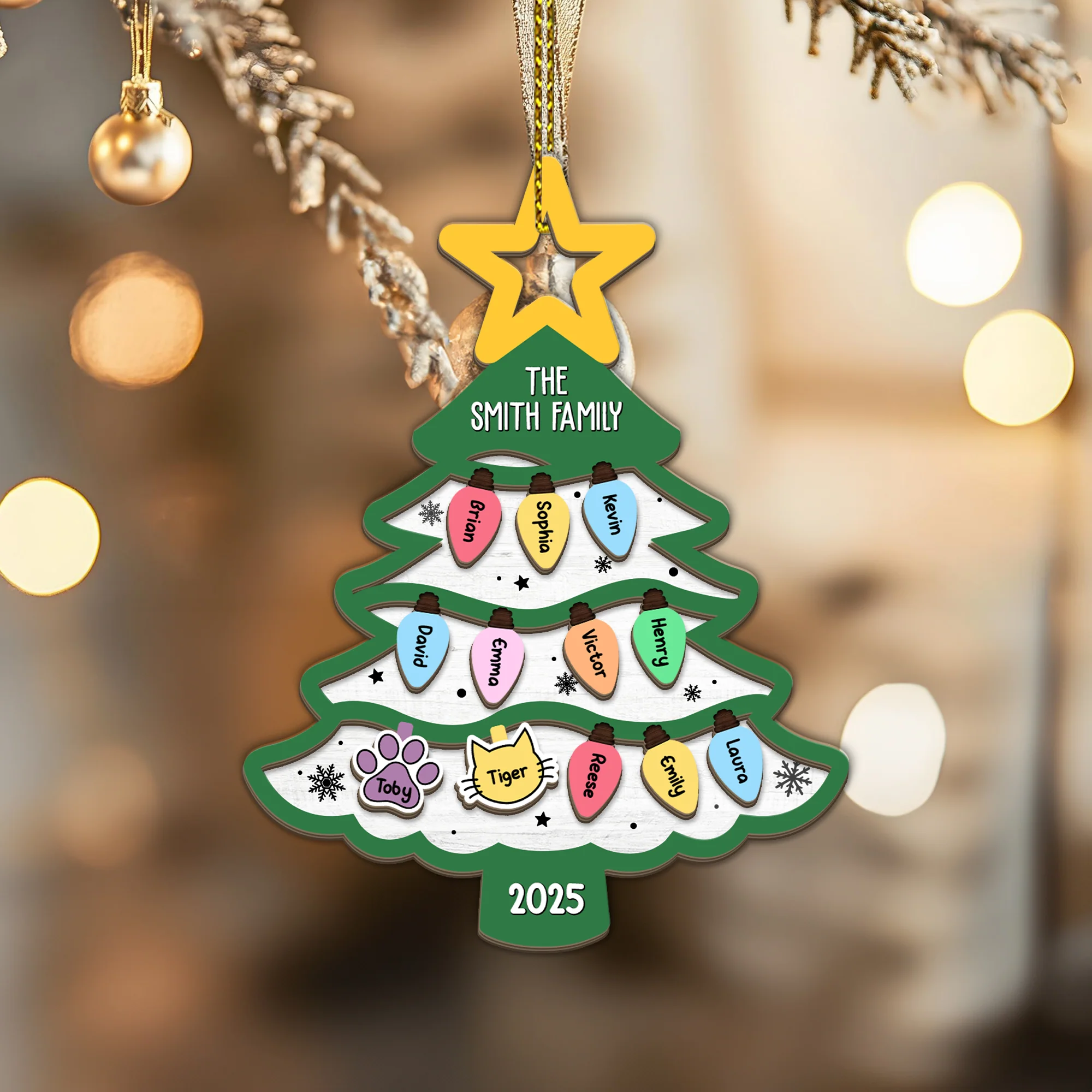 Personalized Family Tree Ornament 2025 Gift For Large Family With Pets HO82 894668 - Image 3