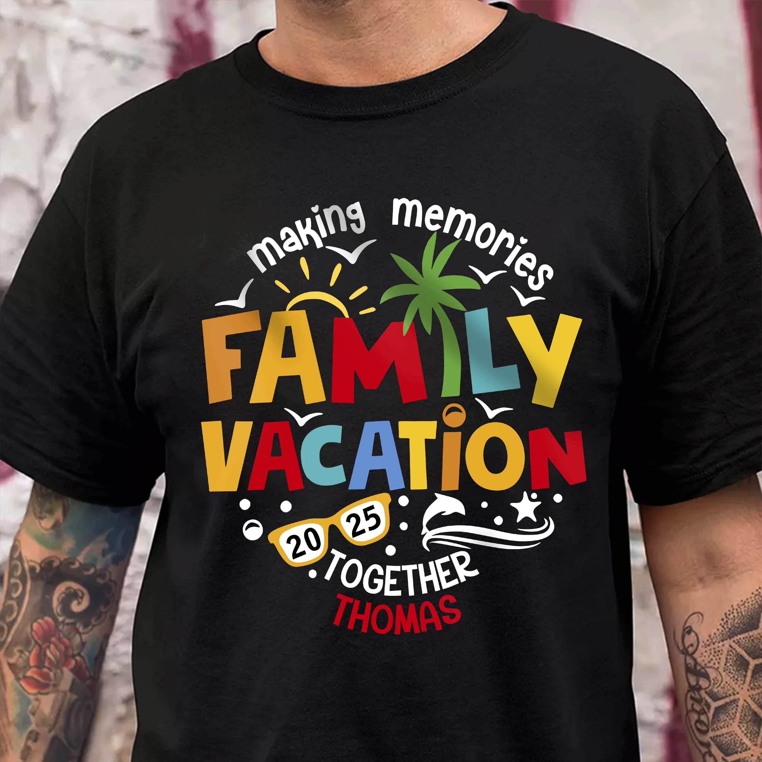 Personalized Family Vacation 2025 Making Memories Together Dark Shirt LM32 893811 - Image 2