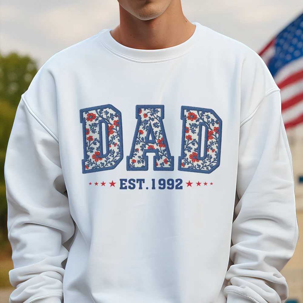 Personalized Floral Dad Mom USA Est Year Bright Shirt LM32 895475 - Image 2