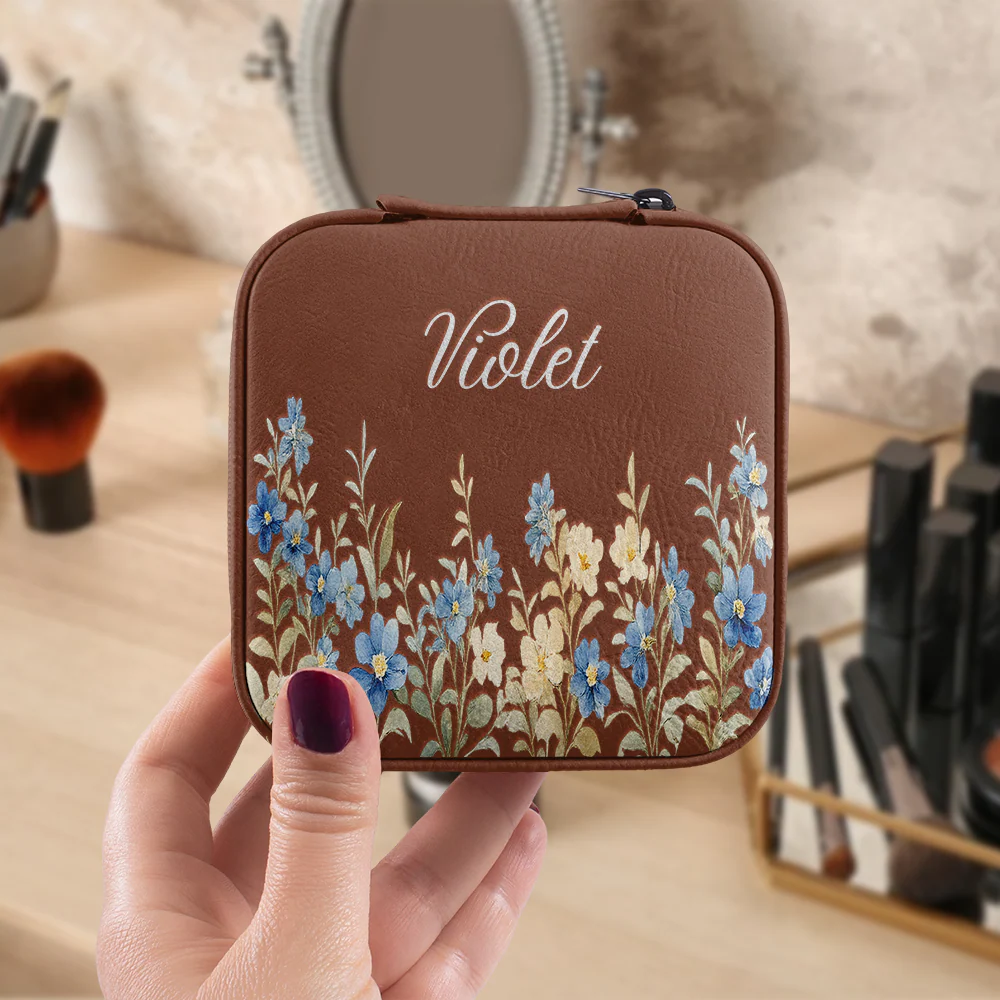 Personalized Floral Leather Travel Jewelry Box Gifts for Women, Birthday Gifts HO82 901156 - Image 2