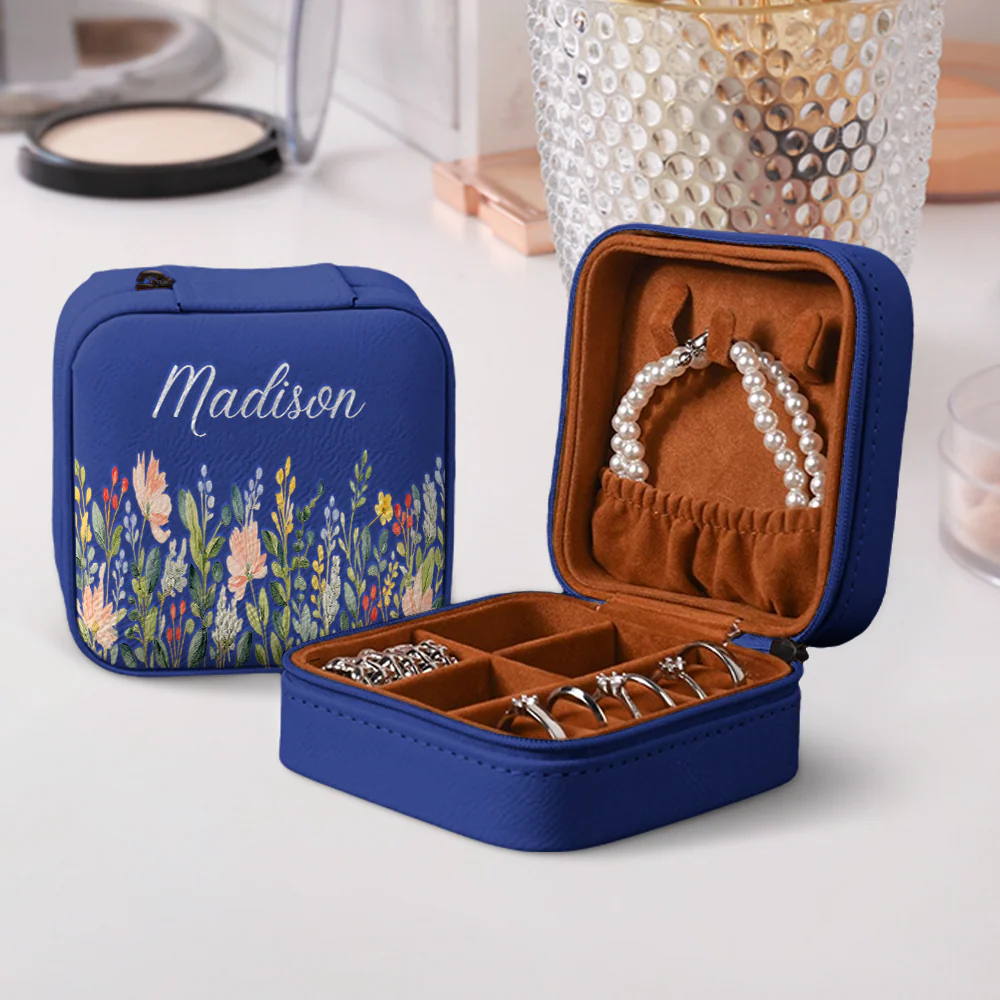 Personalized Floral Leather Travel Jewelry Box Gifts for Women, Birthday Gifts HO82 901156 - Image 6