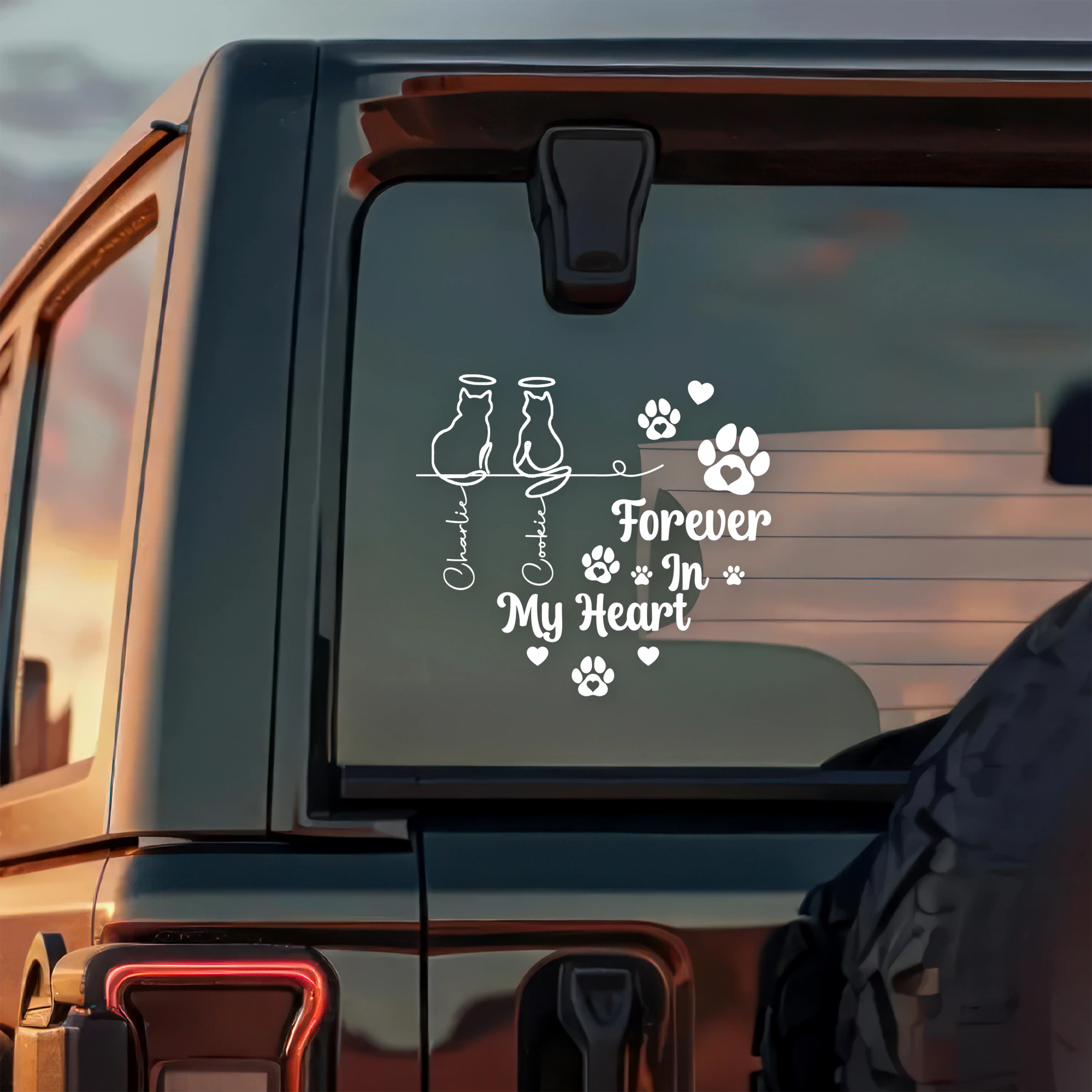 Personalized Forever In Our Hearts Car Window Decal Sticker Gift For Dog Cat Lovers CH07 910258 - Image 10