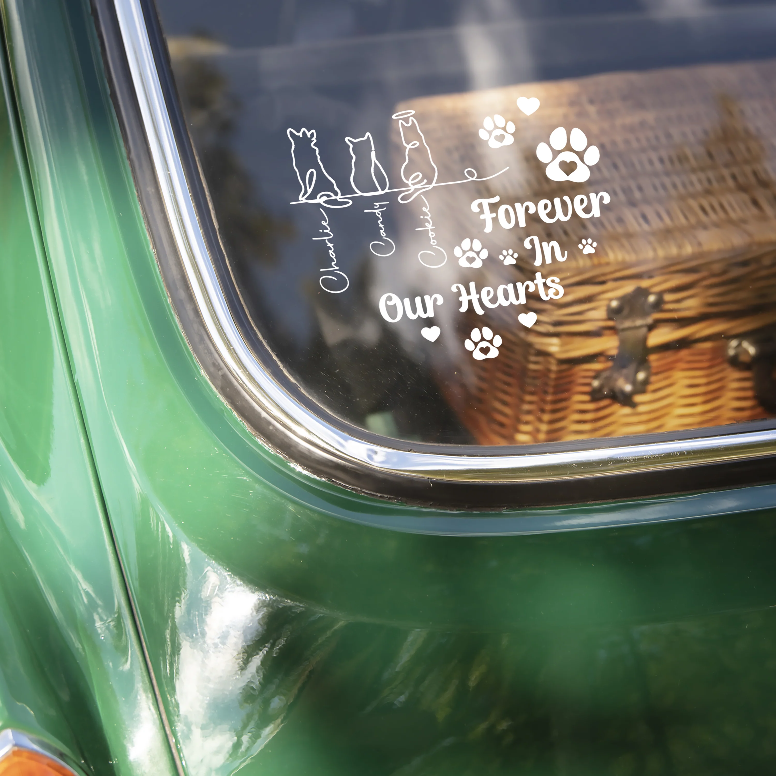 Personalized Forever In Our Hearts Car Window Decal Sticker Gift For Dog Cat Lovers CH07 910258 - Image 4
