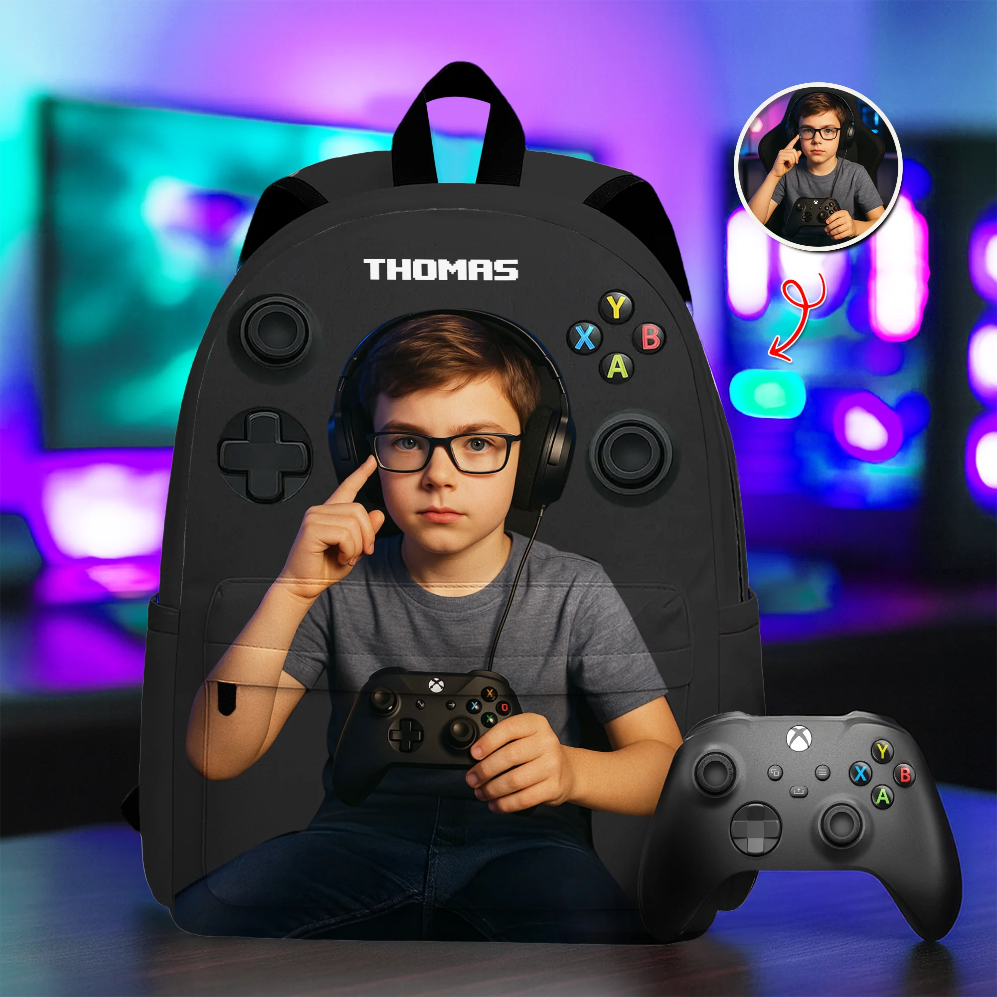 Personalized Gamer Backpack for Boys Girls, Back to School Backpack for Kids HO82 894664 - Image 8