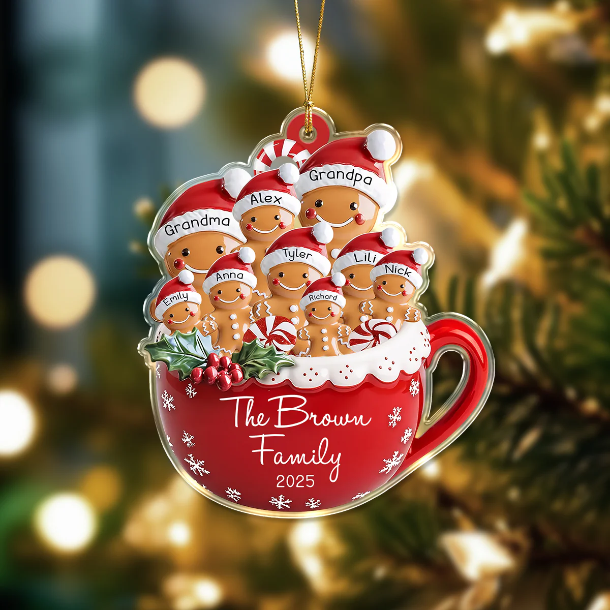 Personalized Gingerbread Family Acrylic Ornament LM32 895797