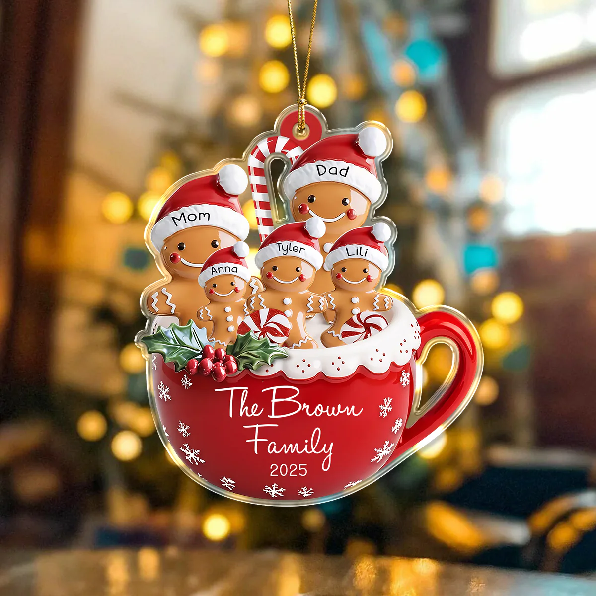 Personalized Gingerbread Family Acrylic Ornament LM32 895797 - Image 2