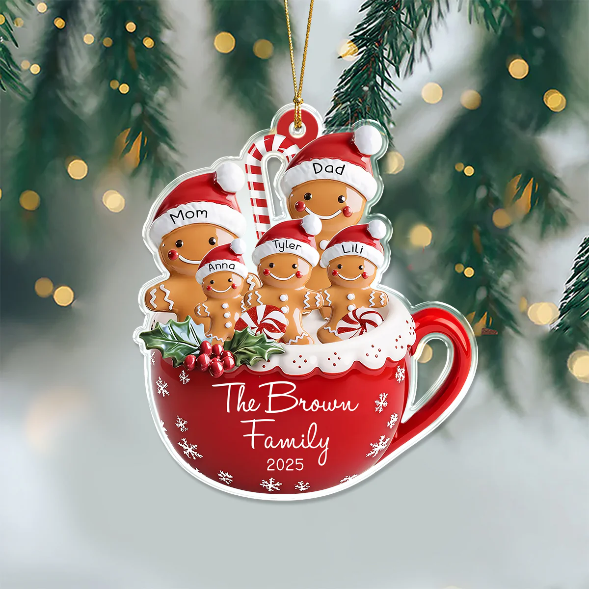 Personalized Gingerbread Family Acrylic Ornament LM32 895797 - Image 4