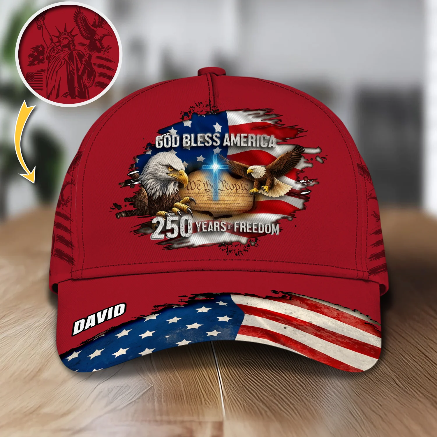 Personalized God Bless America Bald Eagle USA Flag Classic Cap CH07 911248 - Image 2
