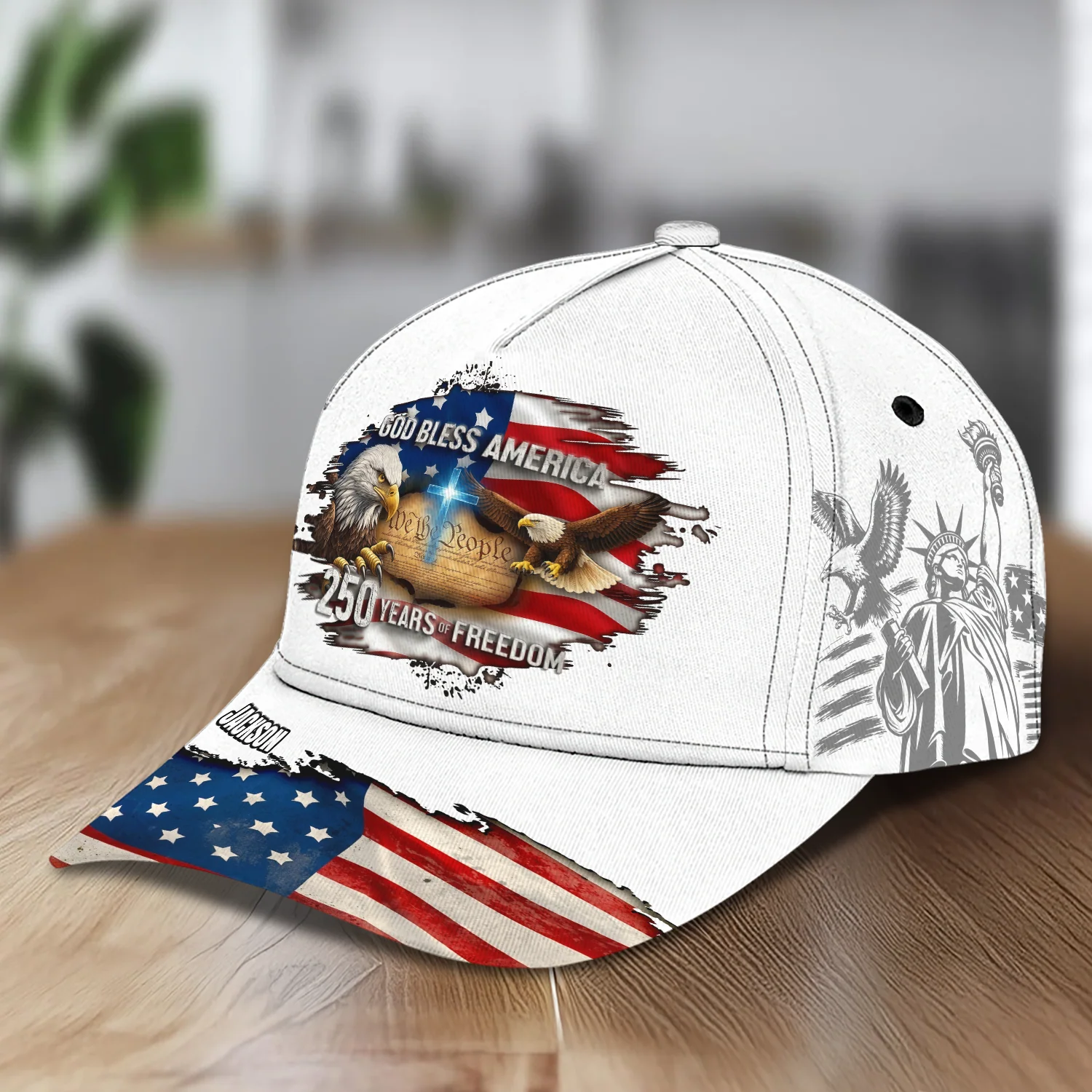 Personalized God Bless America Bald Eagle USA Flag Classic Cap CH07 911248 - Image 3