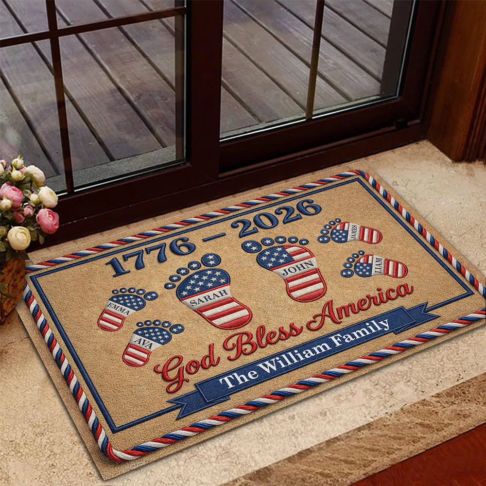 Personalized God Bless America Doormat Patriotic American Flag Family TH10 169285 - Image 3