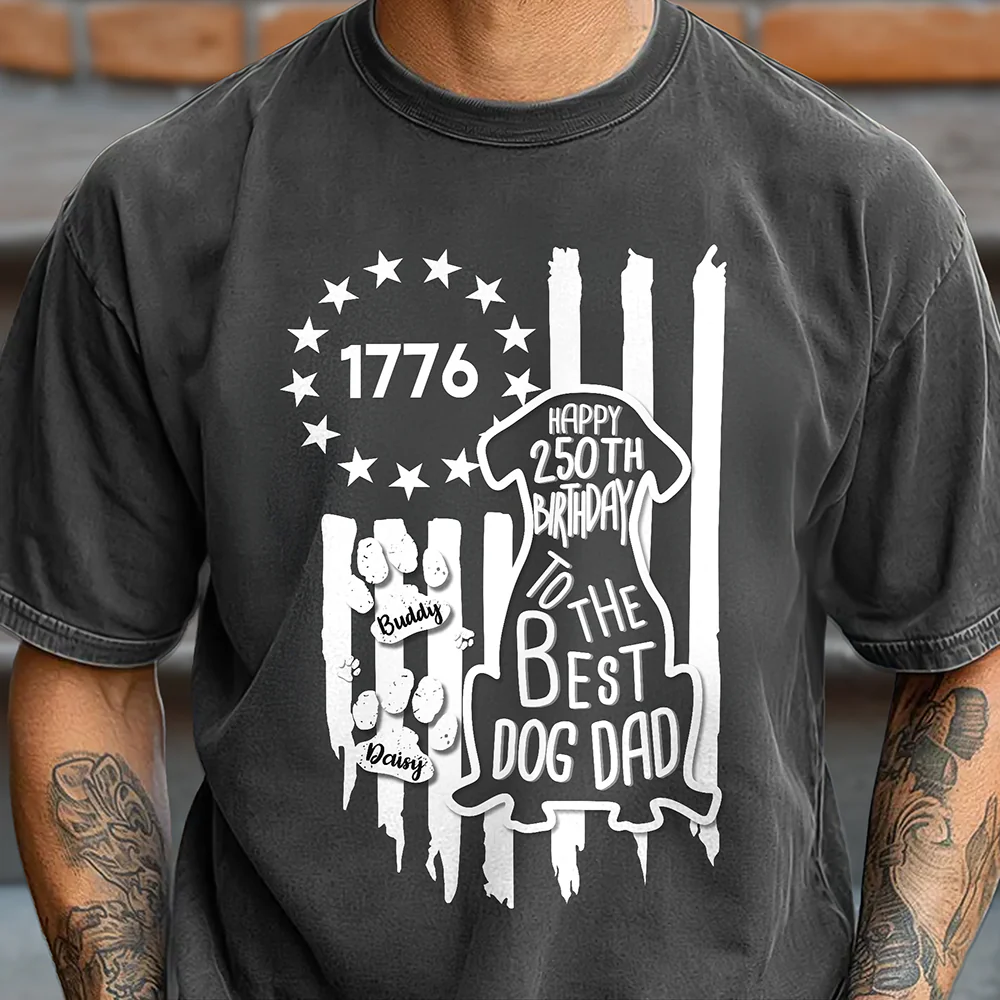 Personalized Happy 250th Birthday To Best Dog Dad Dog Mom America Flag Comfort Shirt CH07 911880 - Image 8