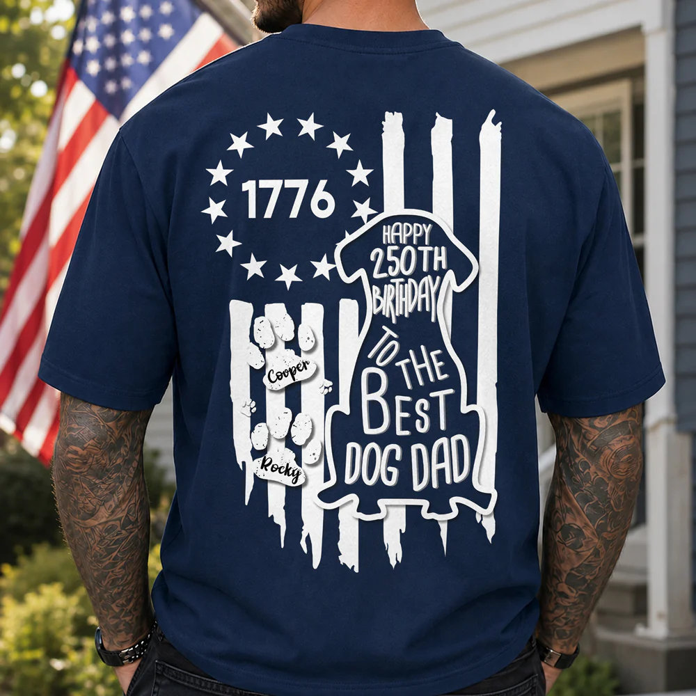 Personalized Happy 4th Of July To The Best Dog Dad Back Comfort Shirt LM32 669221 - Image 3