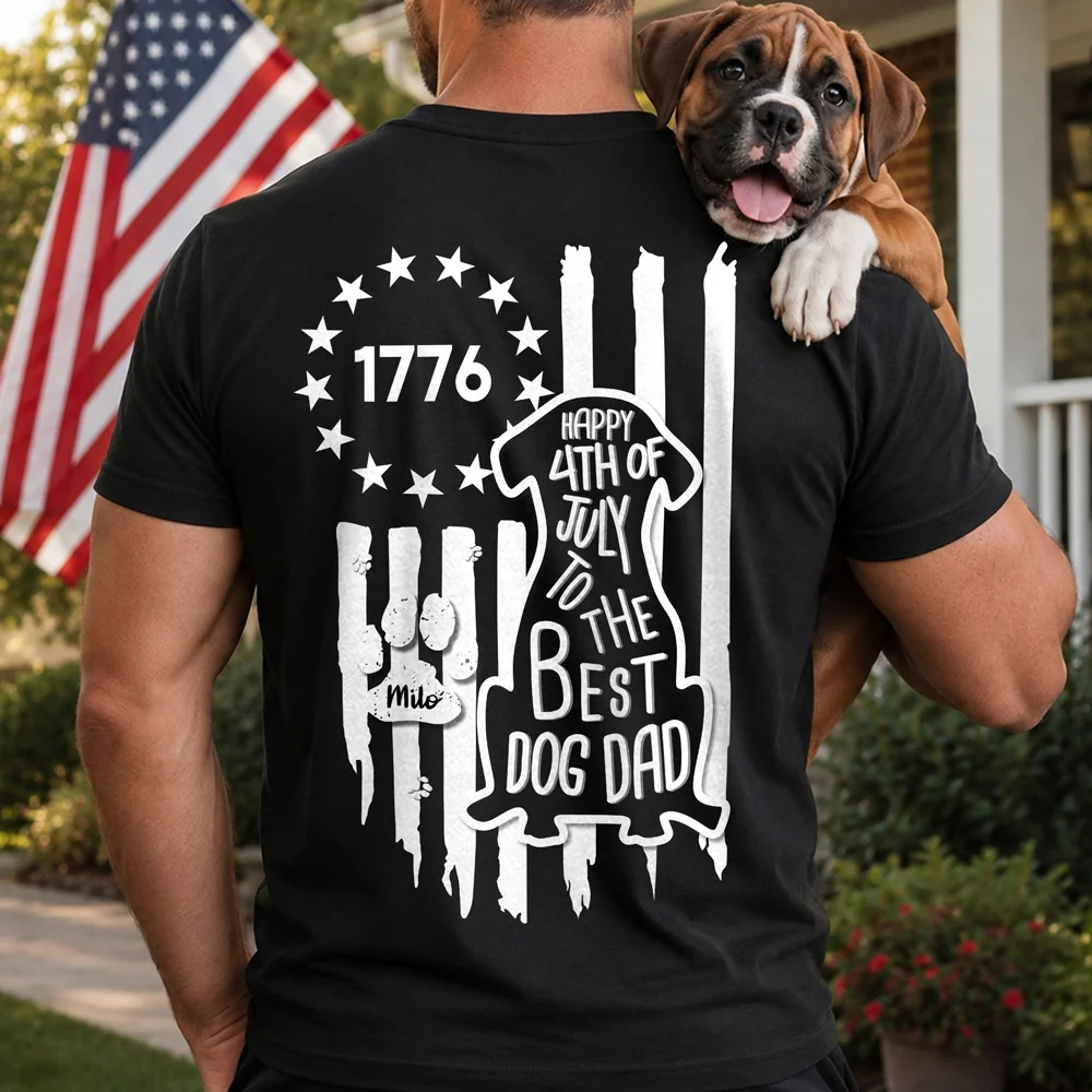 Personalized Happy 4th Of July To The Best Dog Dad Back Comfort Shirt LM32 669221 - Image 4