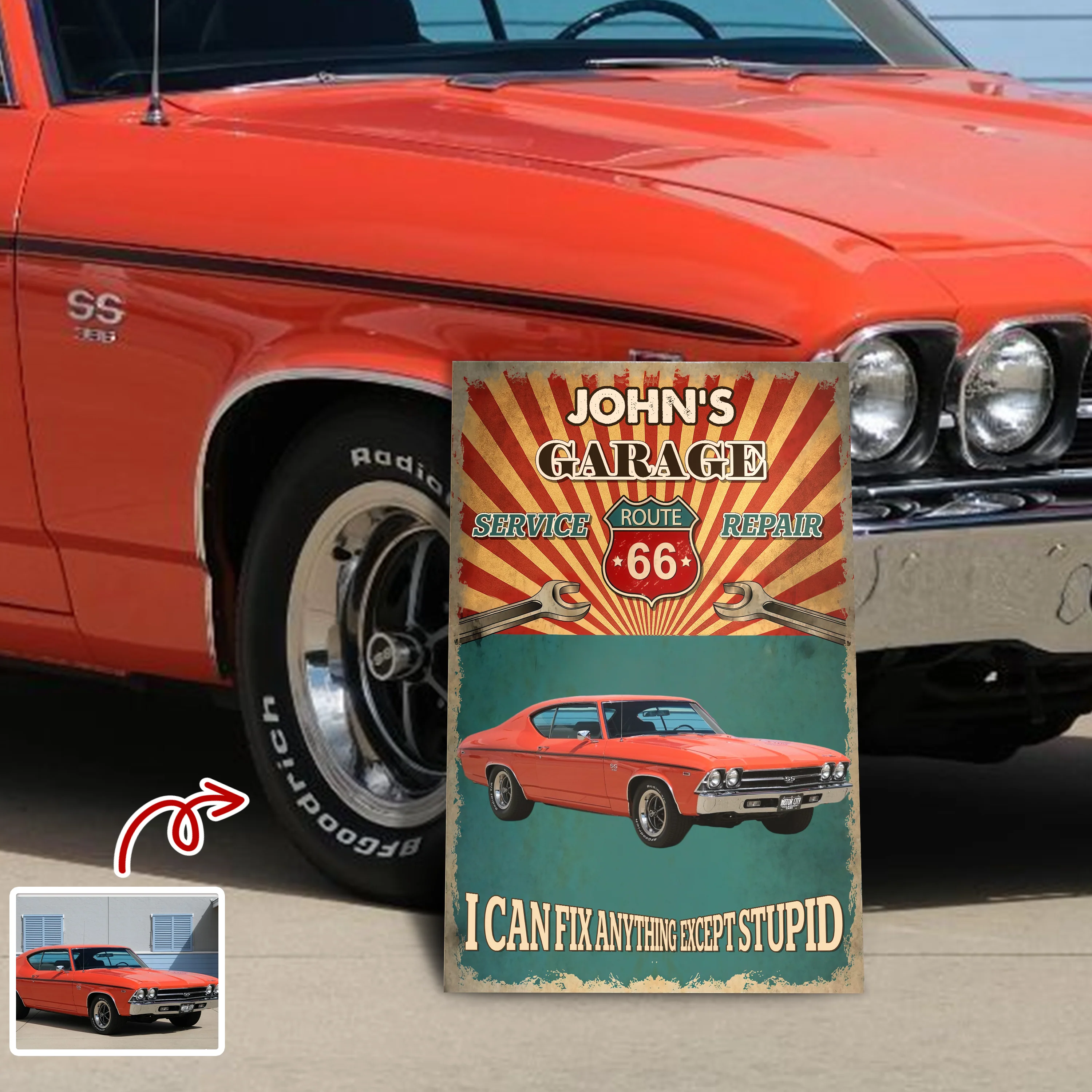 Personalized I Can Fix Anything Except Stupid Custom Car Garage Metal Sign CH07 899254 - Image 2