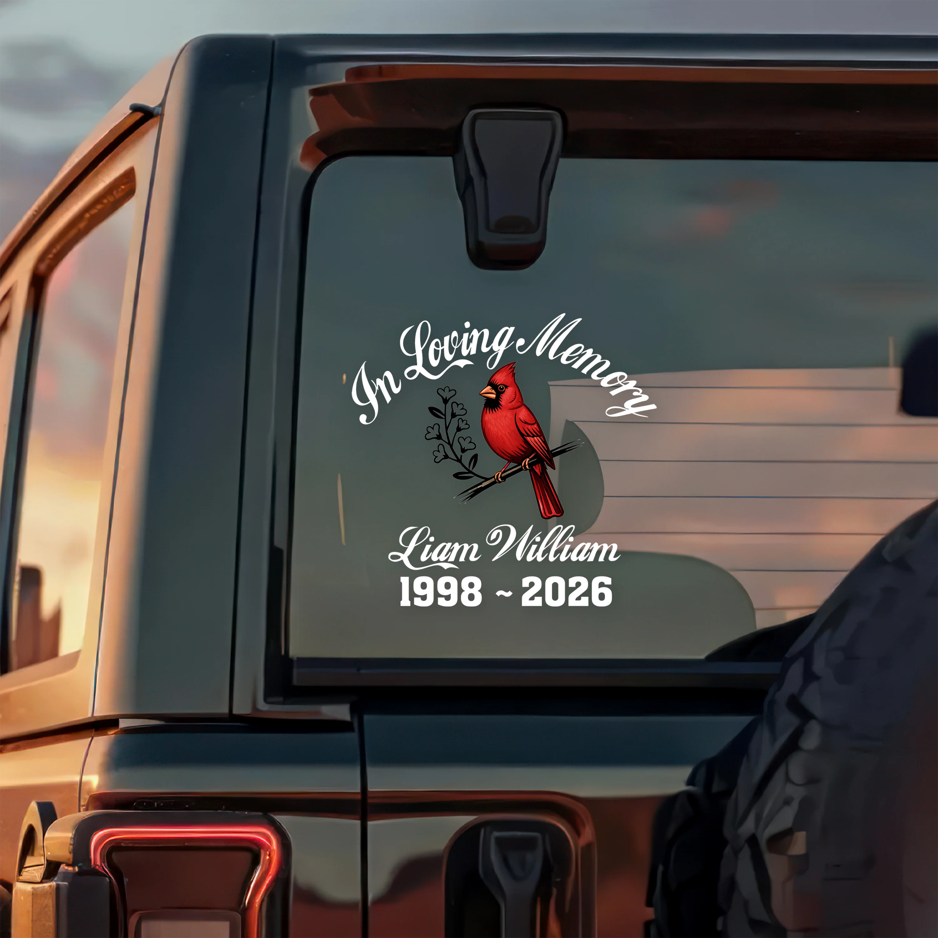 Personalized In Loving Memory Cardinal Car Window Decal Sticker CH07 910358 - Image 2