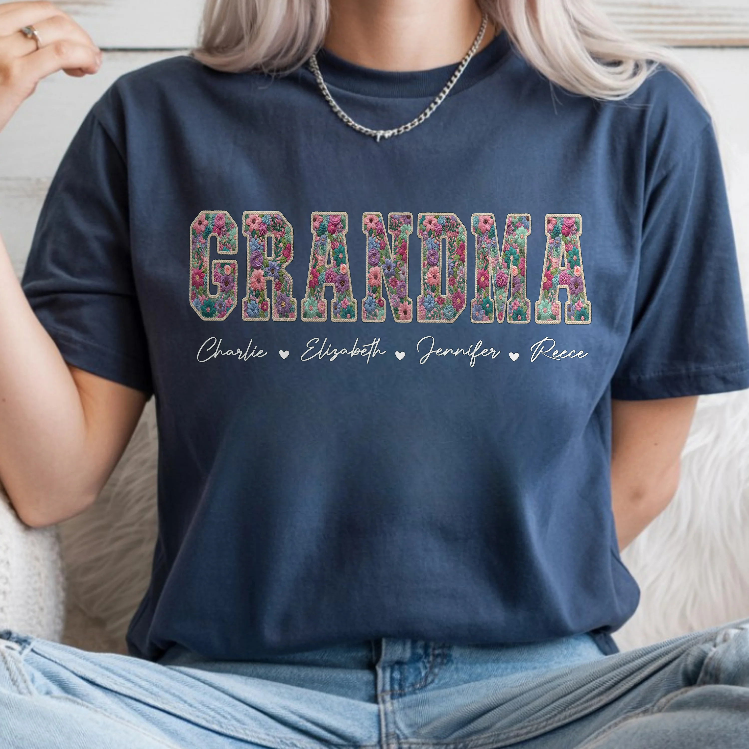 Personalized Kids Names Faux Embroidery Effect Comfort Shirt Mother’s Day Gift HO82 902124 - Image 3