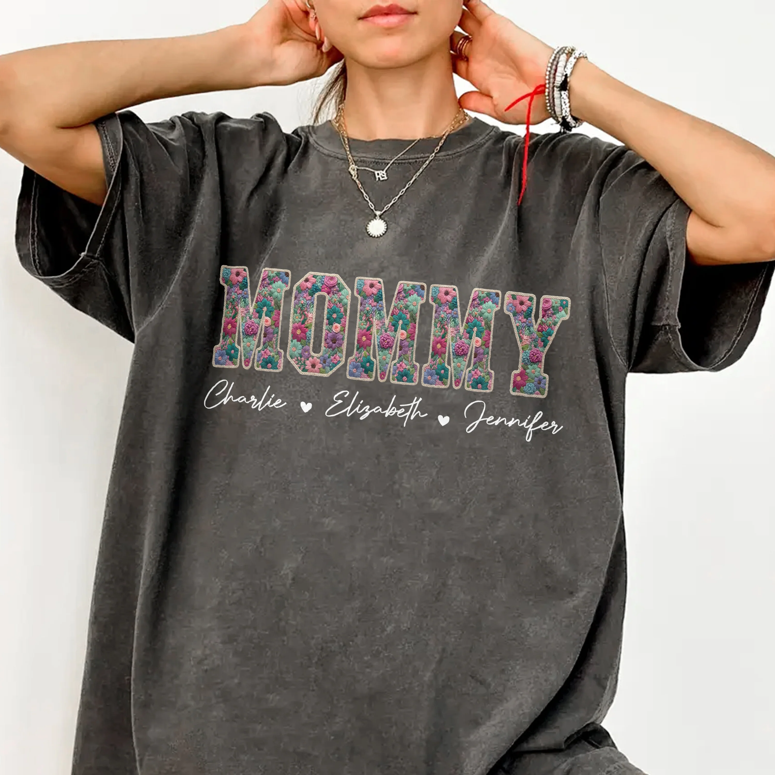 Personalized Kids Names Faux Embroidery Effect Comfort Shirt Mother’s Day Gift HO82 902124 - Image 5