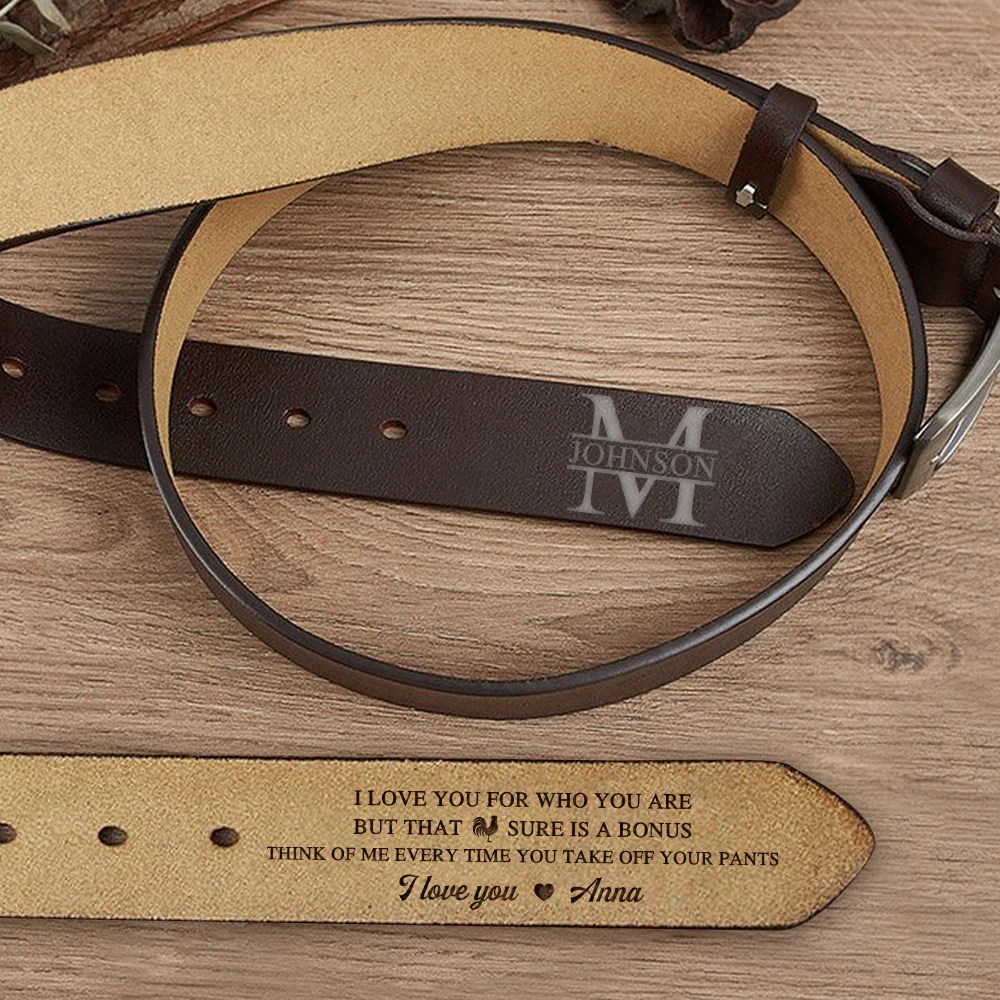 Personalized Leather Belt for Anniversary, Valentines Day Gift for Husband, Boyfriend HA75 898720 - Image 3
