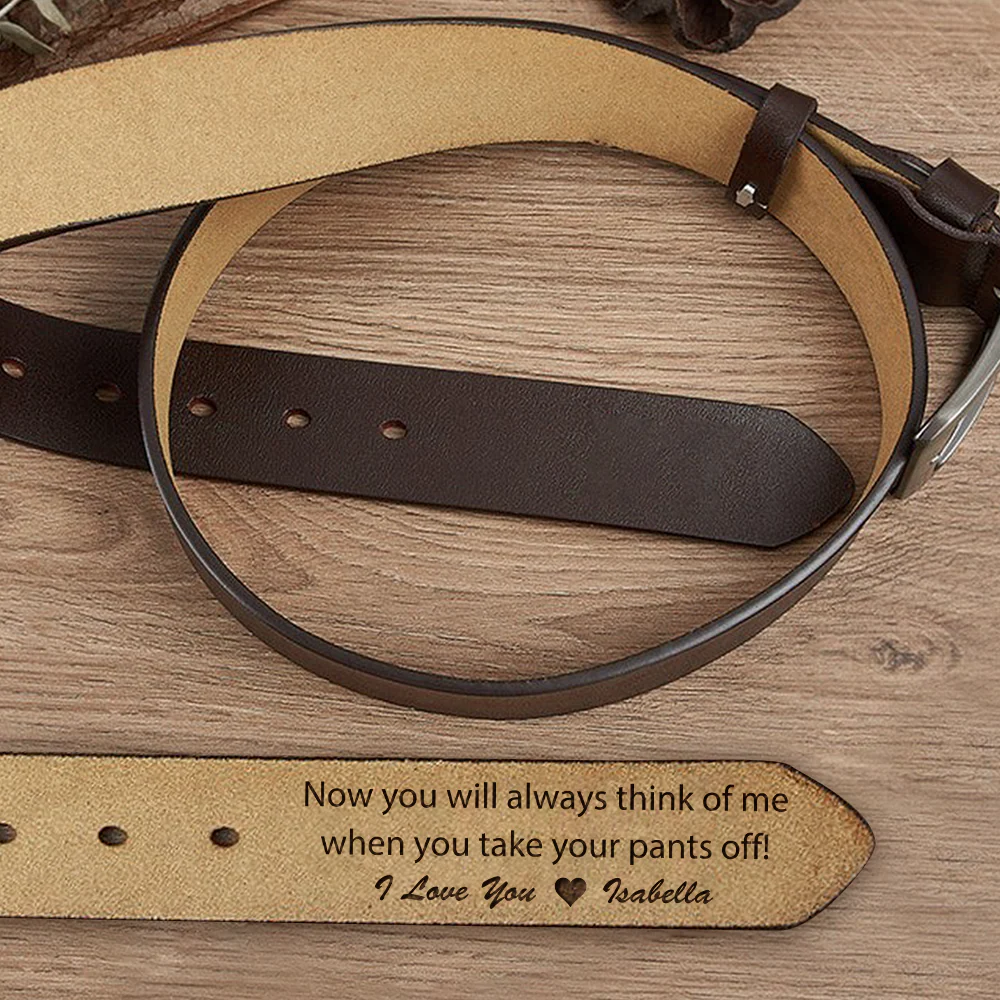 Personalized Leather Belt for Men, Engraved Hidden Message Belt, Funny Romantic Gift for Boyfriend Husband LM32 899833 - Image 3