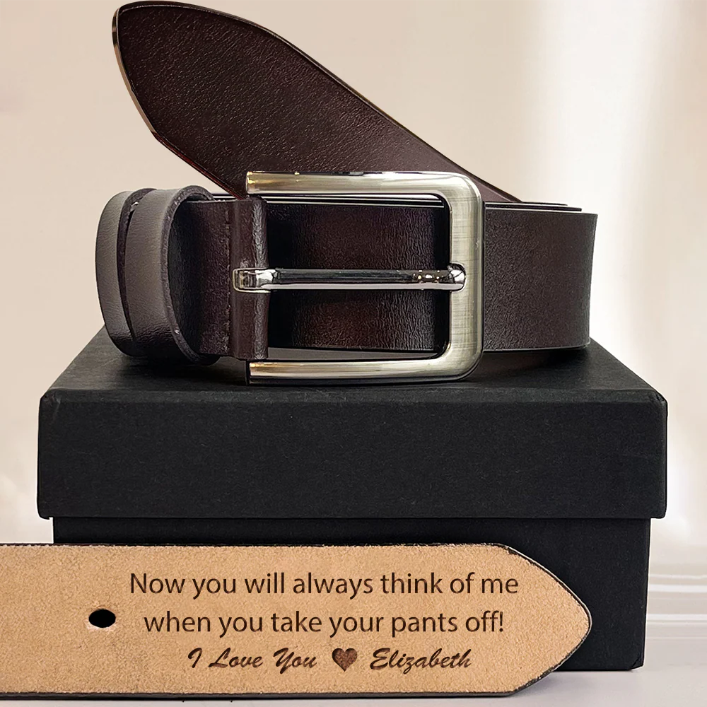 Personalized Leather Belt for Men, Engraved Hidden Message Belt, Funny Romantic Gift for Boyfriend Husband LM32 899833 - Image 5