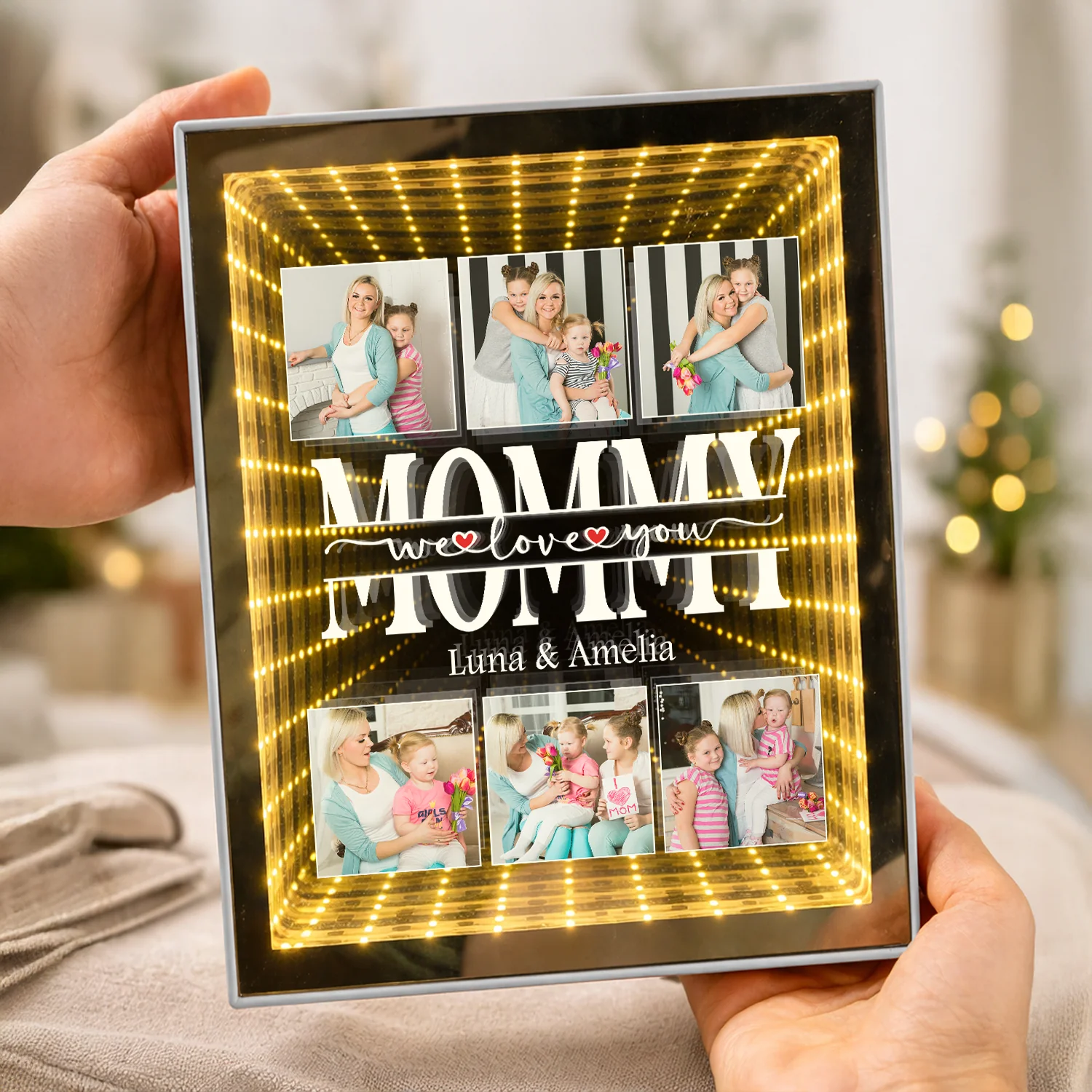 Personalized Mom We Love You Photo Infinity Mirror Light Box CH07 910924 - Image 3