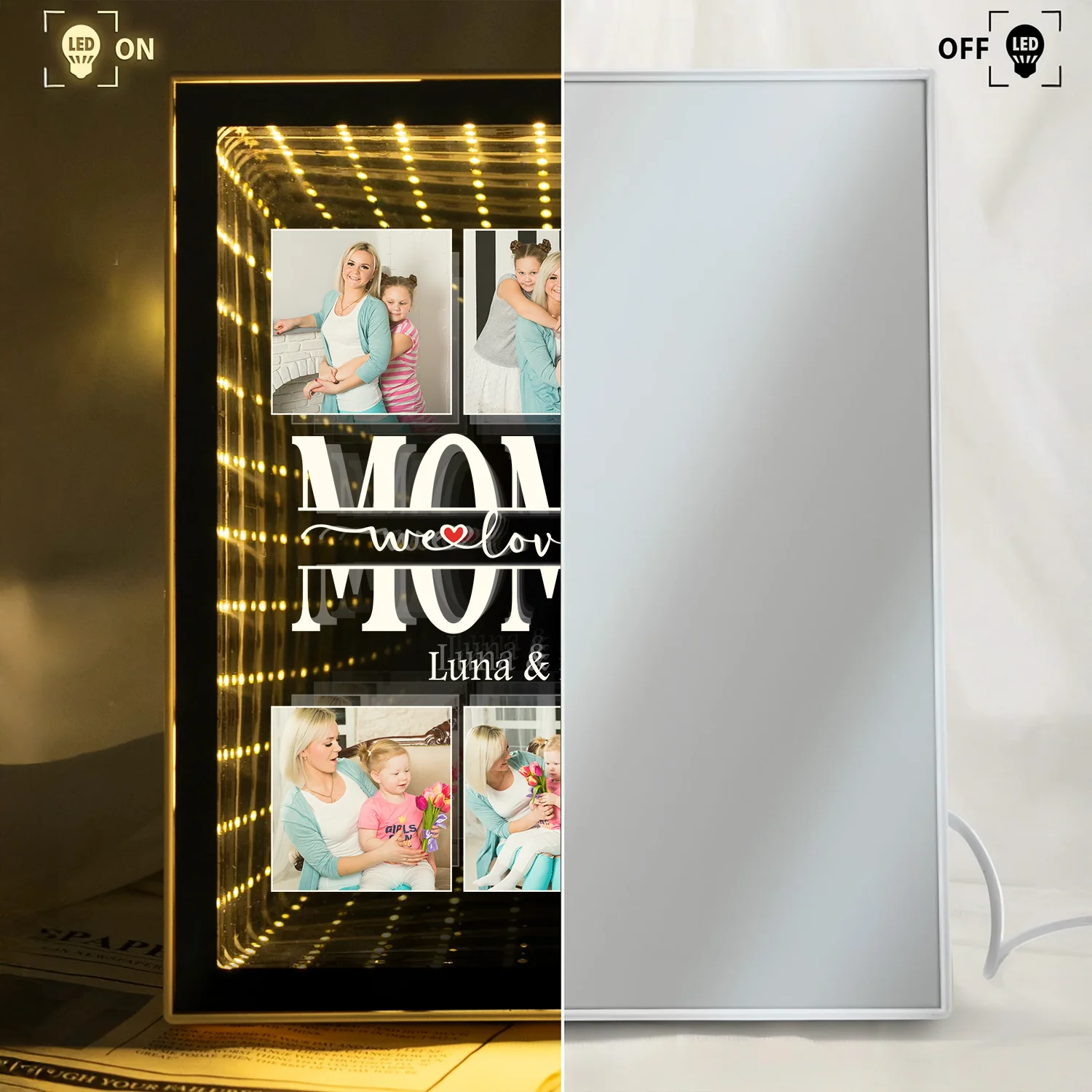 Personalized Mom We Love You Photo Infinity Mirror Light Box CH07 910924 - Image 4