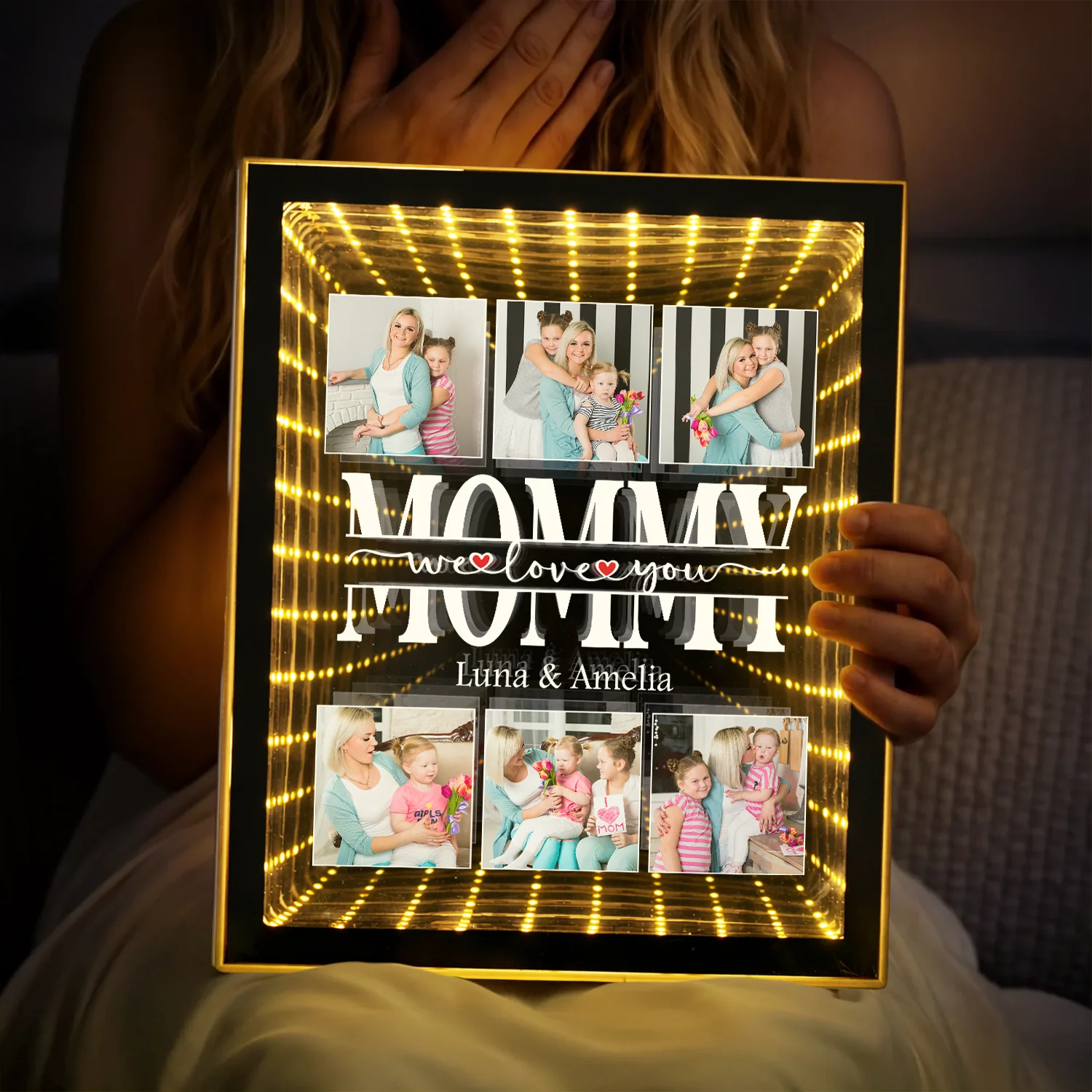 Personalized Mom We Love You Photo Infinity Mirror Light Box CH07 910924 - Image 5