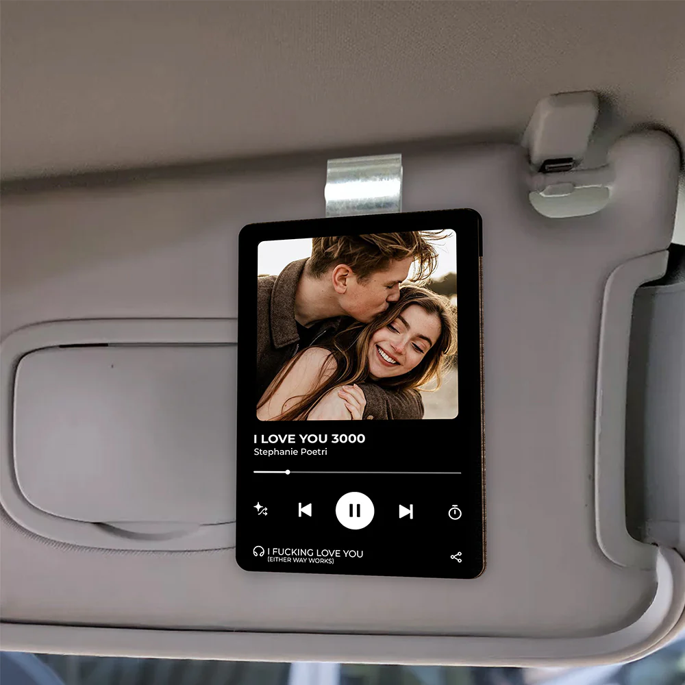 Personalized  Music Photo Couple Gift Wooden Photo Car Visor Clip HA75 898936