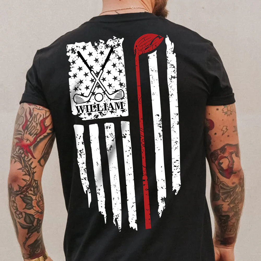 Personalized Name American Flag Golf Back Personalized Back Side Dark Shirt HA75 898632 - Image 4