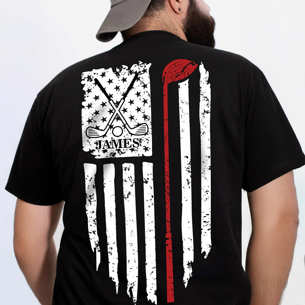 Personalized Name American Flag Golf Back Personalized Back Side Dark Shirt HA75 898632 - Image 5